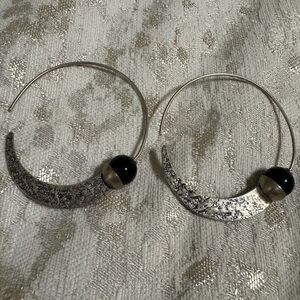 Silpada Silver and Black Hoop Earrings